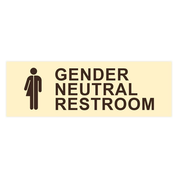 Basic Gender Neutral Restroom Sign (Ivory/Dark Brown) - Small