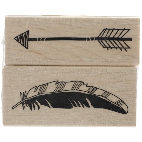 Basic Grey 7327996 Inkadinkado Mounted Rubber Stamp Set 2.75"x2.25"-feather Arrow
