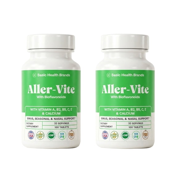 Basic Health Brands Aller-Vite Bioflavonoid Nasal Support for Itchy Eyes & Runny Nose, 200 Tablets