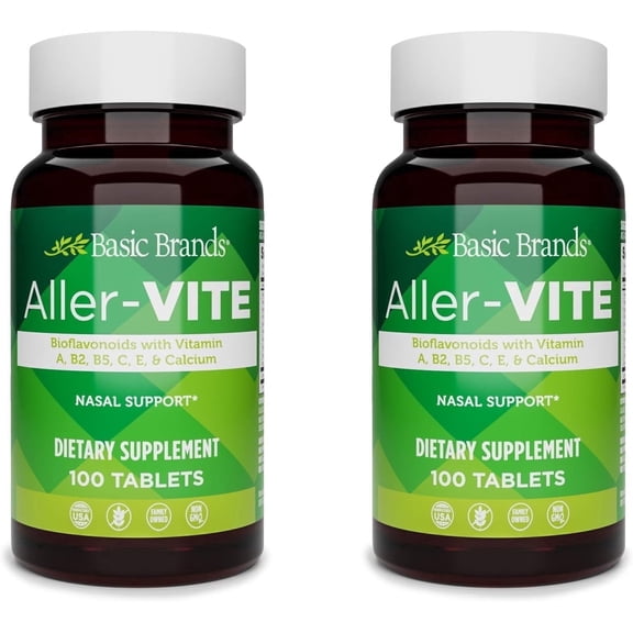 Basic Health Brands Aller-Vite Bioflavonoid Nasal Support for Itchy Eyes & Runny Nose, 200 Tablets