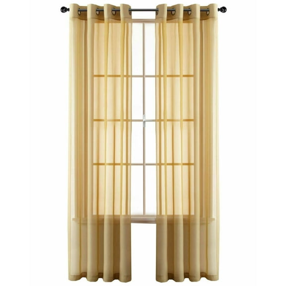 Basic Home Custom Sheer Voile Grommet Top Window Curtains - Gold