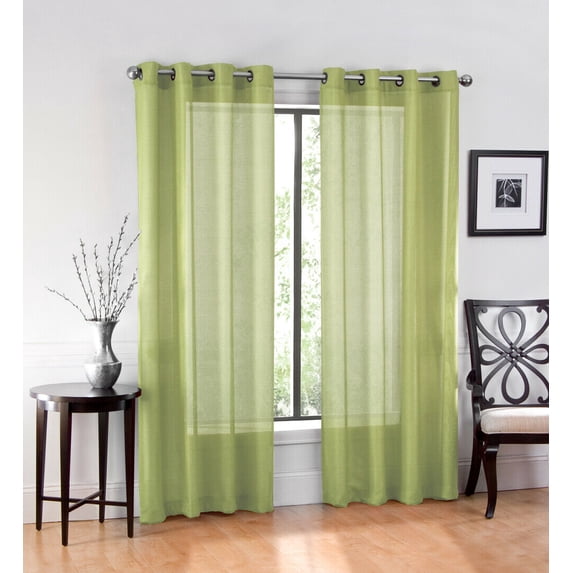 Basic Home Custom Sheer Voile Grommet Top Window Curtains - Green