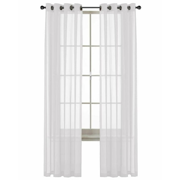 Basic Home Custom Sheer Voile Grommet Top Window Curtains - White
