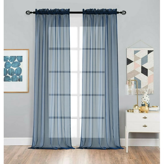 Basic Home Sheer Voile Window Treatment Curtains, 52” x 84” (2 Panels)