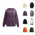 thumbnail image 1 of Basic Hoodie Jacket for Women Fall Winter Long Sleeve Plain Zip Up Hooded Sweatshirt with Pockets Coat Outerwear, 1 of 4