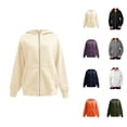 thumbnail image 1 of Basic Hoodie Jacket for Women Fall Winter Long Sleeve Plain Zip Up Hooded Sweatshirt with Pockets Coat Outerwear, 1 of 4