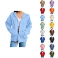 thumbnail image 1 of Basic Hoodie for Women with Pockets Long Sleeve Basic Zip Up Sweatshirt Hoodie Cardigan Coat, 1 of 7