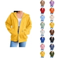 thumbnail image 1 of Basic Hoodie for Women with Pockets Long Sleeve Basic Zip Up Sweatshirt Hoodie Cardigan Coat, 1 of 7