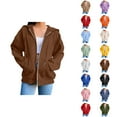 thumbnail image 1 of Basic Hoodie for Women with Pockets Long Sleeve Basic Zip Up Sweatshirt Hoodie Cardigan Coat, 1 of 7