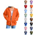 thumbnail image 1 of Basic Hoodie for Women with Pockets Long Sleeve Basic Zip Up Sweatshirt Hoodie Cardigan Coat, 1 of 7