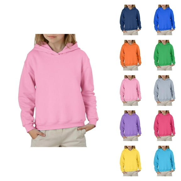 Basic Hoodies for Boys Girls Long Sleeve Casual Cute Plain Hooded Sweatshirt Kids Pullover Tops