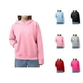 thumbnail image 1 of Basic Hoodies for Girls Long Sleeve Casual Plain Hooded Sweatshirt with Pockets Kids Girl Pullover Tops, 1 of 7
