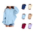thumbnail image 1 of Basic Hoodies for Kids Boys Girls Long Sleeve Cute Plain Hooded Sweatshirt with Pockets Pullover Tops, 1 of 5