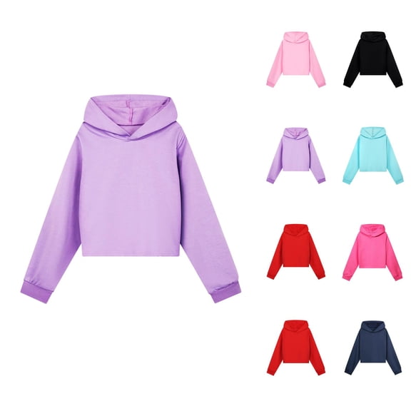 Basic Hoodies for Kids Fall Winter Long Sleeve Casual Plain Hooded Sweatshirt for Boys Girls Pullover Tops