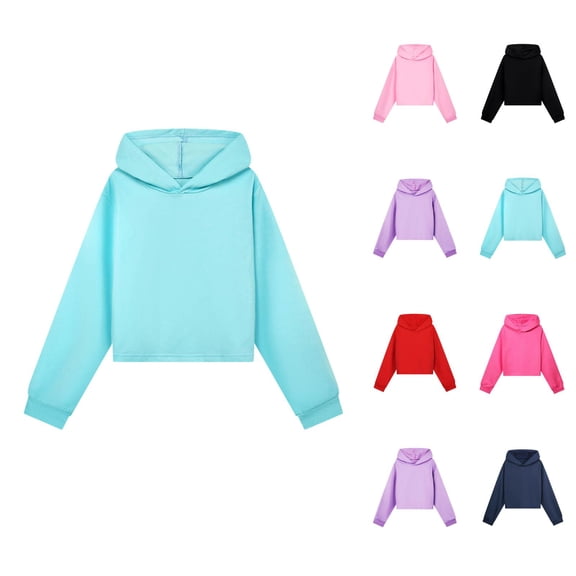 Basic Hoodies for Kids Fall Winter Long Sleeve Casual Plain Hooded Sweatshirt for Boys Girls Pullover Tops