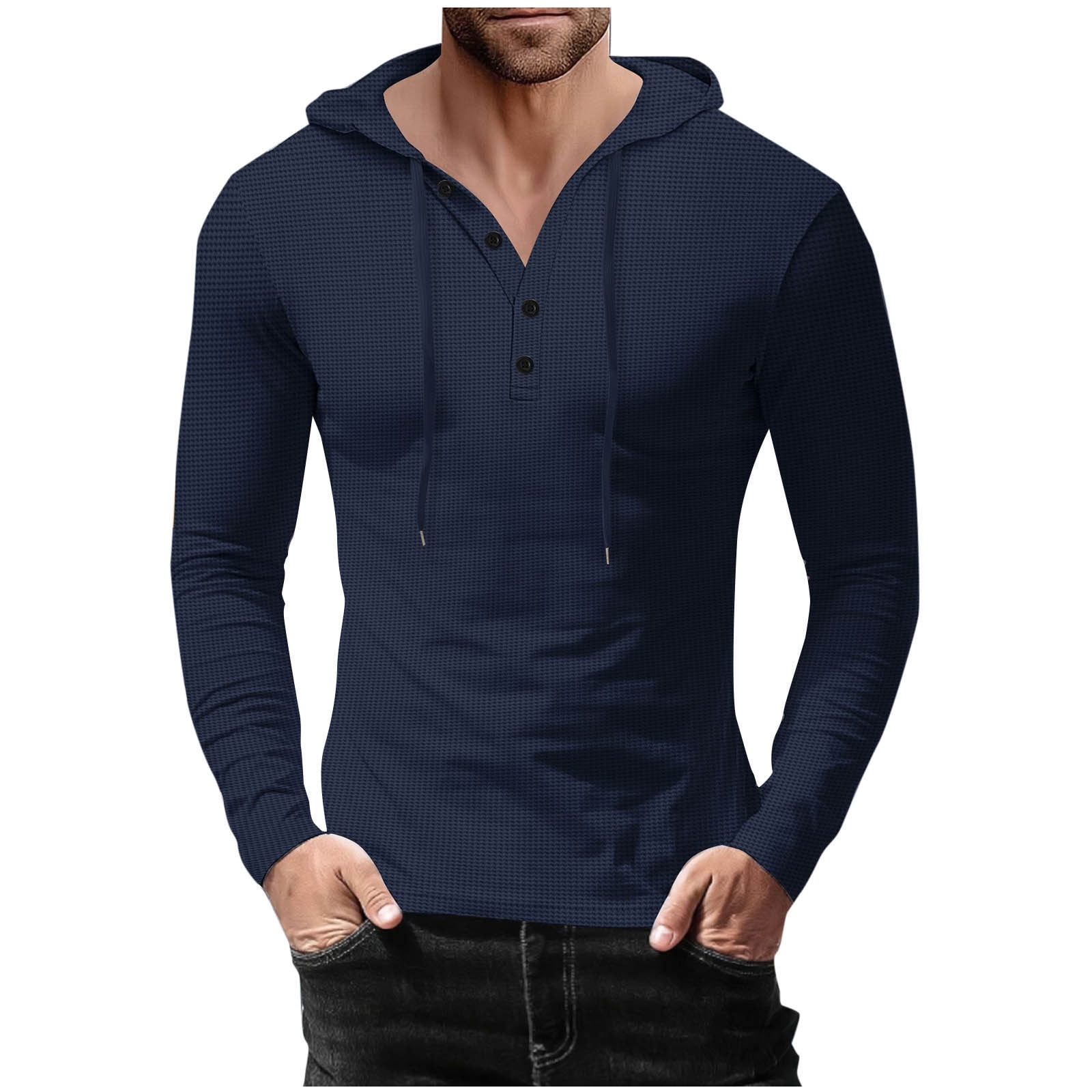 Men's Minimalist Hoodie - Lightweight Drawstring Hood, Sleek Design, Perfect for Everyday Wear