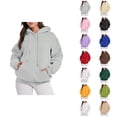 thumbnail image 1 of Basic Hoodies for Women 2025 Fall Winter Long Sleeve Casual Plain Hooded Sweatshirt with Pockets Pullover Tops, 1 of 4