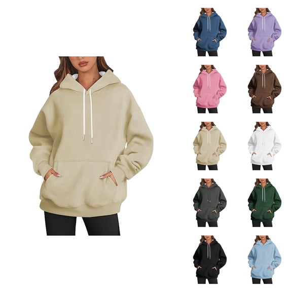 Basic Hoodies for Women 2025 Fashion Hooded Sweatshirt with Pockets Pullover Top