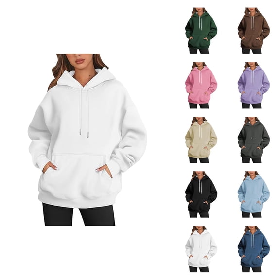 Basic Hoodies for Women 2026 Fashion Hooded Sweatshirt with Pockets Pullover Top