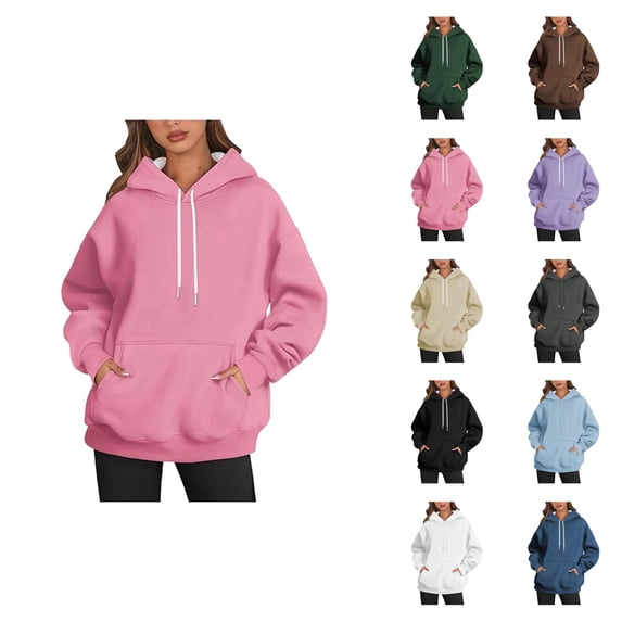 Basic Hoodies for Women 2026 Fashion Hooded Sweatshirt with Pockets Pullover Top