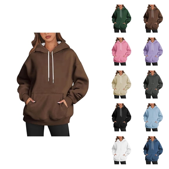 Basic Hoodies for Women 2026 Fashion Hooded Sweatshirt with Pockets Pullover Top