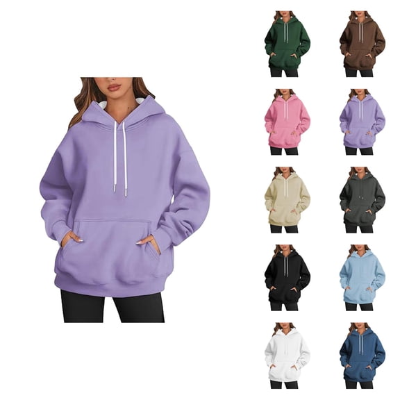 Basic Hoodies for Women 2026 Fashion Hooded Sweatshirt with Pockets Pullover Top