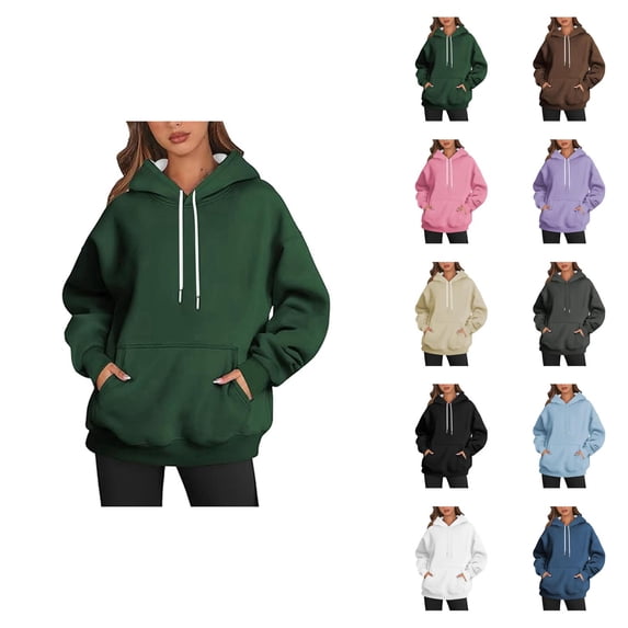 Basic Hoodies for Women 2026 Fashion Hooded Sweatshirt with Pockets Pullover Top