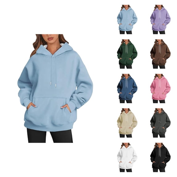 Basic Hoodies for Women Fall Winter Casual Hooded Sweatshirt with Pockets Pullover Top