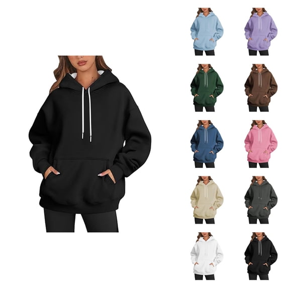 Basic Hoodies for Women Fall Winter Casual Hooded Sweatshirt with Pockets Pullover Top
