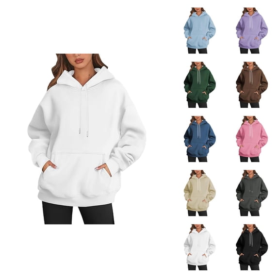 Basic Hoodies for Women Fall Winter Casual Hooded Sweatshirt with Pockets Pullover Top