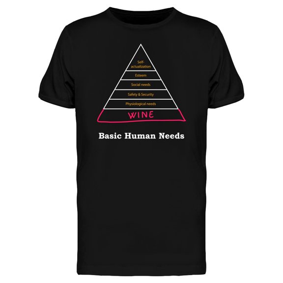 Basic Human Needs Wine Funny T-Shirt Men -Image by Shutterstock, Male 3X-Large