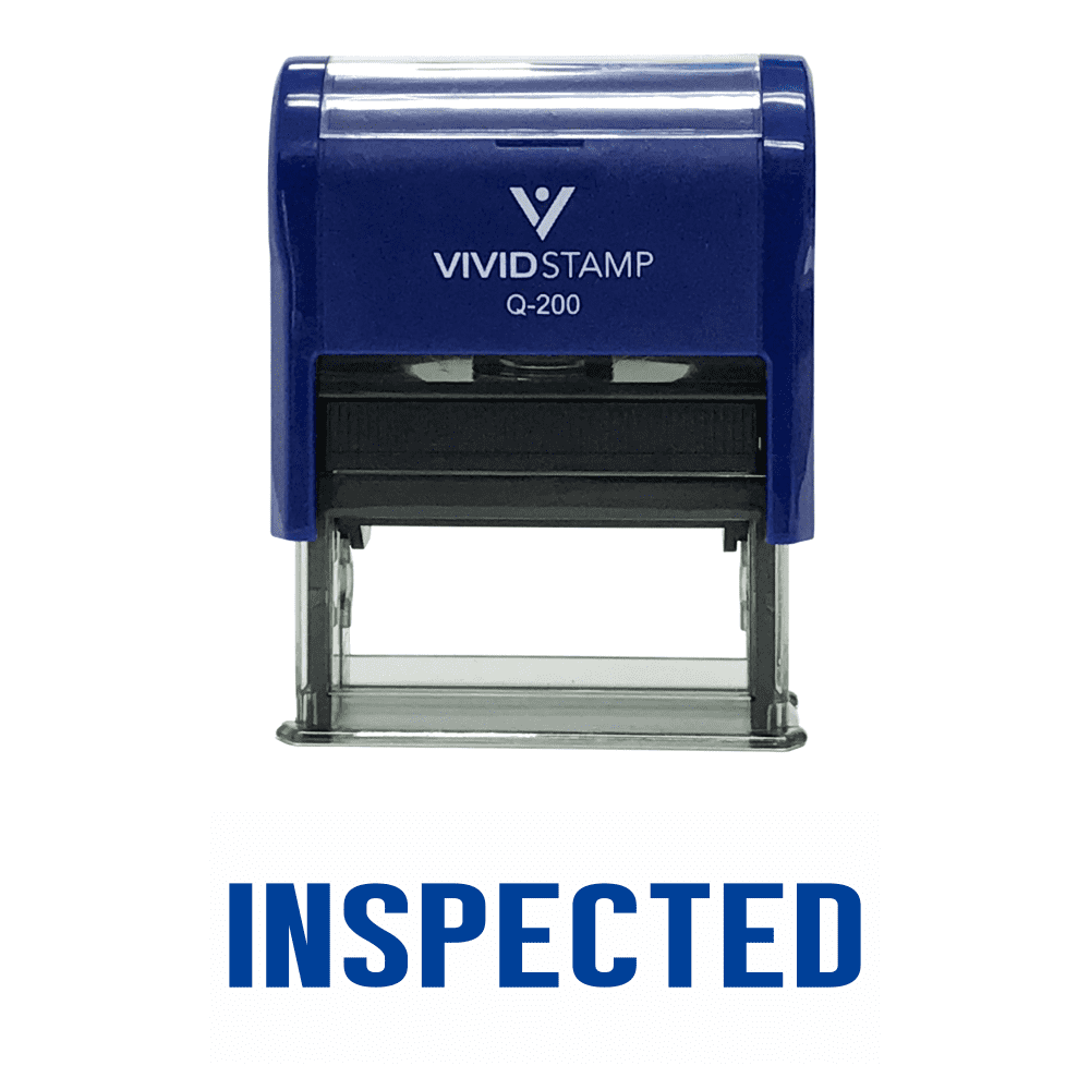 Basic Stamp Ink Basic INSPECTED Self Inking Rubber Stamp (Blue Ink) Medium - Walmart.com