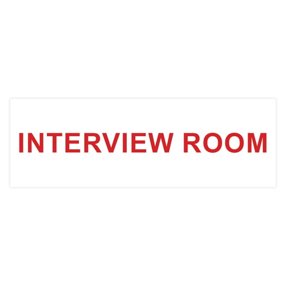 Basic Interview Room Sign (White/Red) - Small