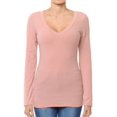 thumbnail image 1 of Basic Jersey Cotton Deep V-Neck Long Sleeve Casual Tee Shirt, 1 of 4