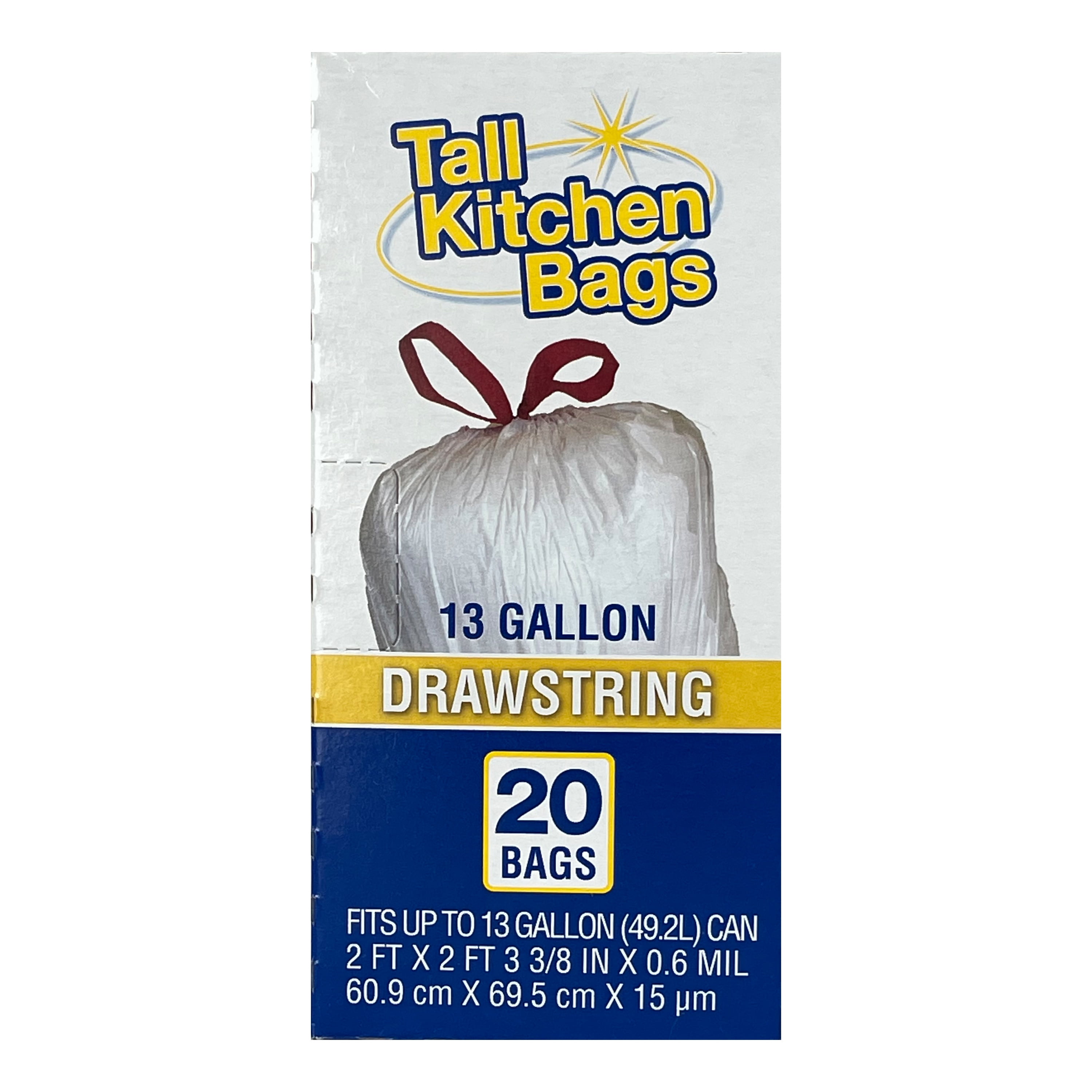 Tall Kitchen Trash Bag, White, 13-Gal., 20-Ct.