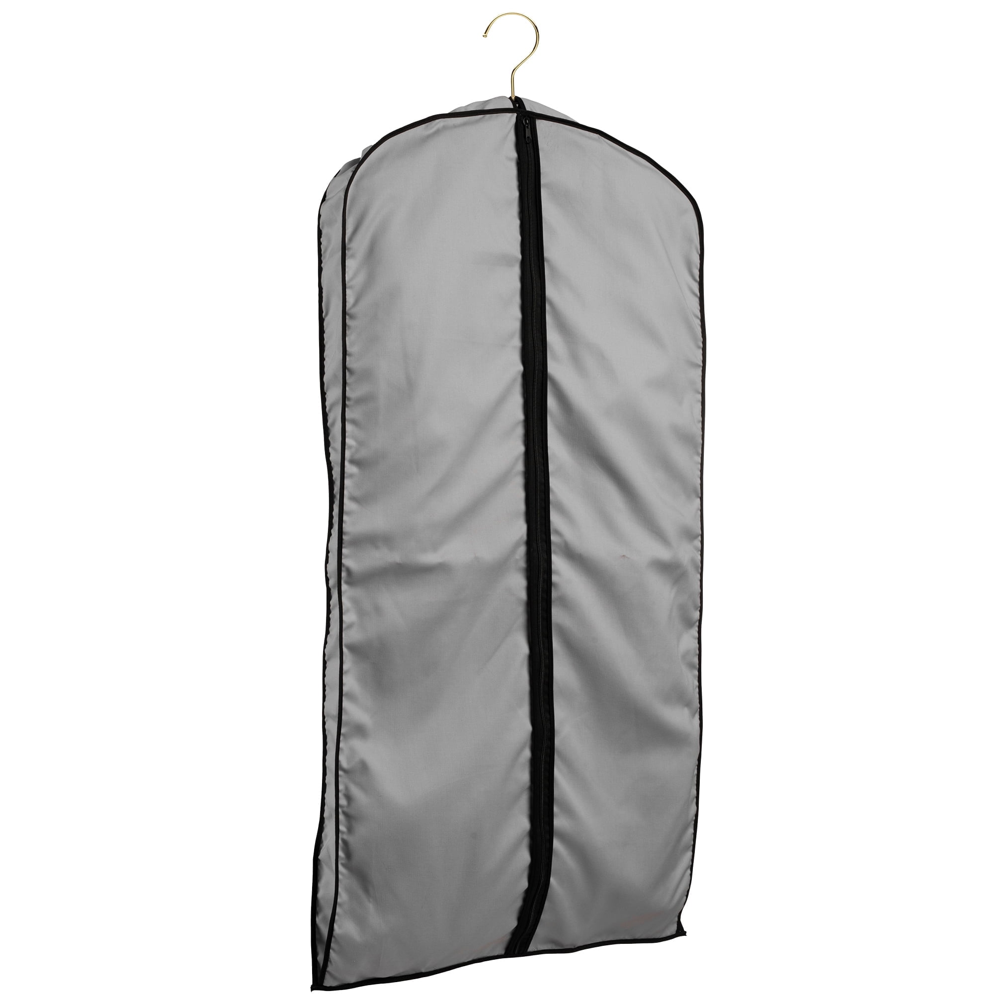 45'' Breathable Gray Cotton Poplin (Black Trim) Garment Bag - 1 Count - Basic LTD
