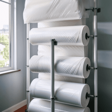 54" Waterproof White (3" Gusseted) Polyethylene Roll Garment Bag - 243 Count  - Basic LTD