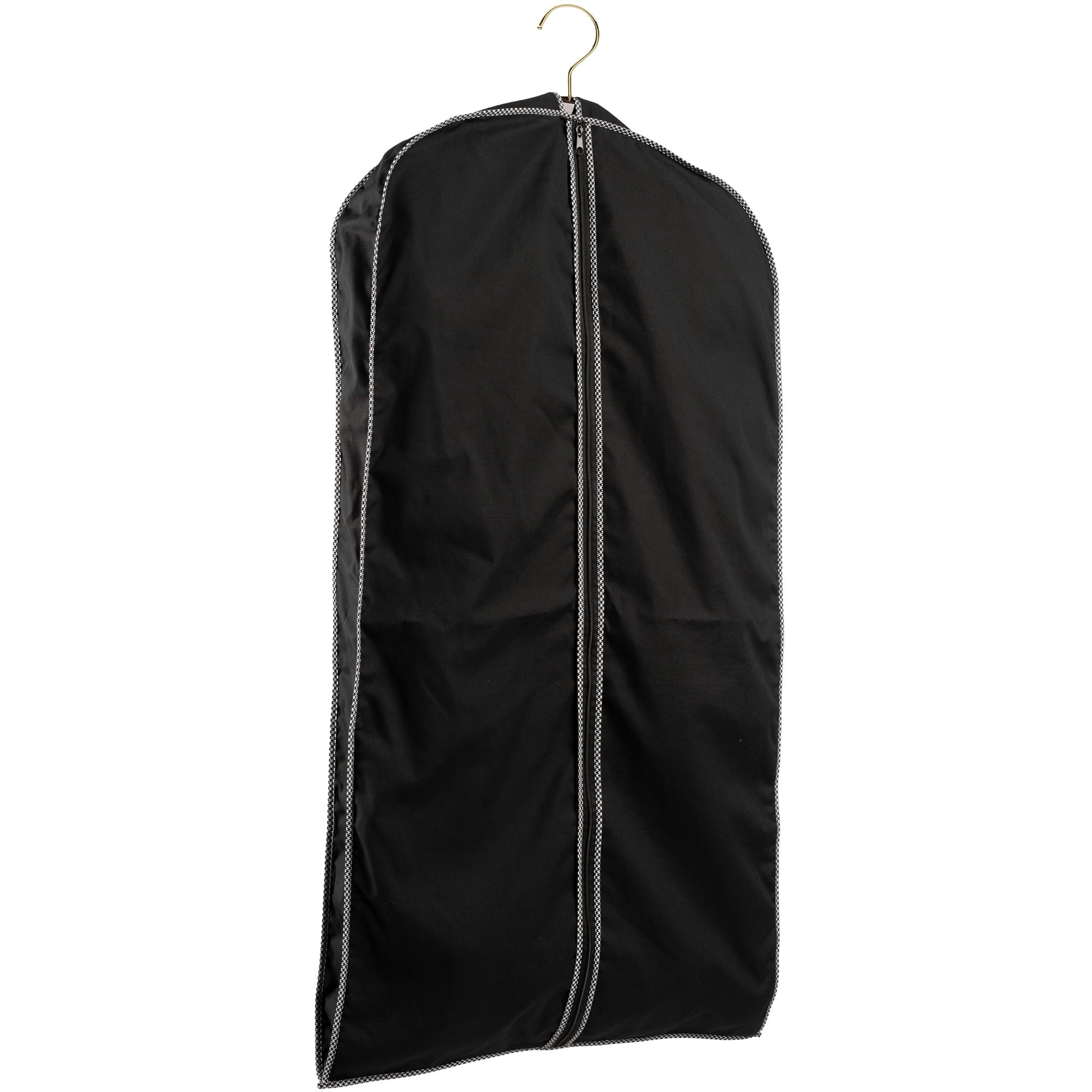 Basic LTD - 60'' Breathable Black Cotton Poplin (Gray Houndstooth Trim) Garment Bag - 1 Count