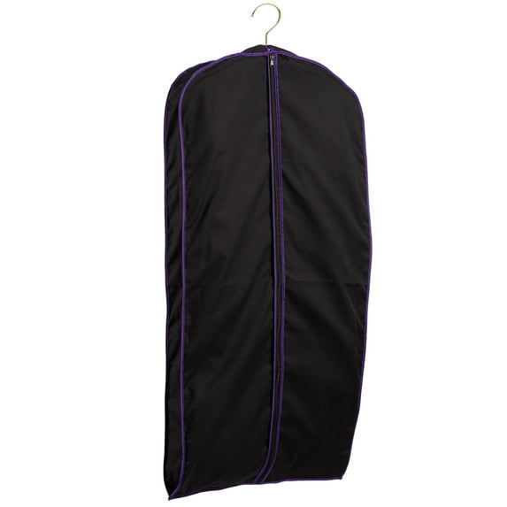 60'' Breathable Black Cotton Poplin (Purple Trim) Garment Bag - 1 Count - Basic LTD