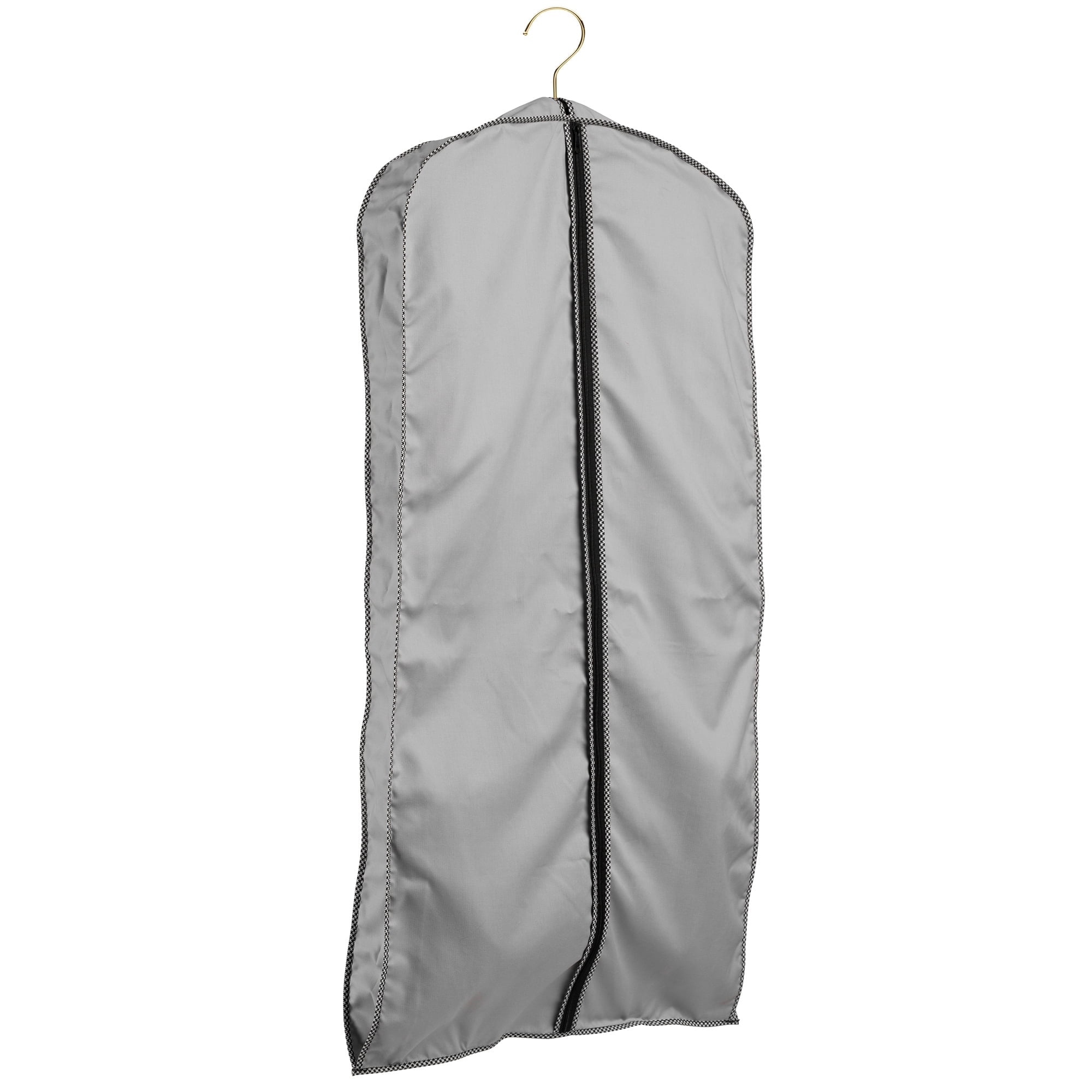 60'' Breathable Gray Cotton Poplin (Gray Houndstooth Trim) Garment Bag - 1 Count - Basic LTD