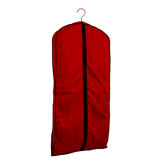 60'' Breathable Red Cotton Poplin (Black Trim) Garment Bag - 1 Count - Basic LTD