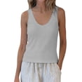 thumbnail image 1 of Basic Lace Trim Tank Tops for Women Summer Ribbed Pullovers Loose Sleeveless Going Out Casual T-Shirt, 1 of 7