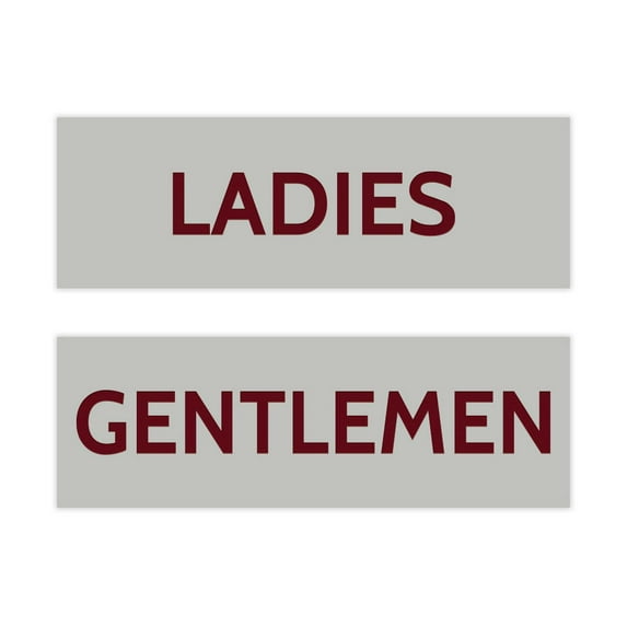 Basic Ladies and Gentlemen Sign Set (Light Grey / Burgundy) - Small