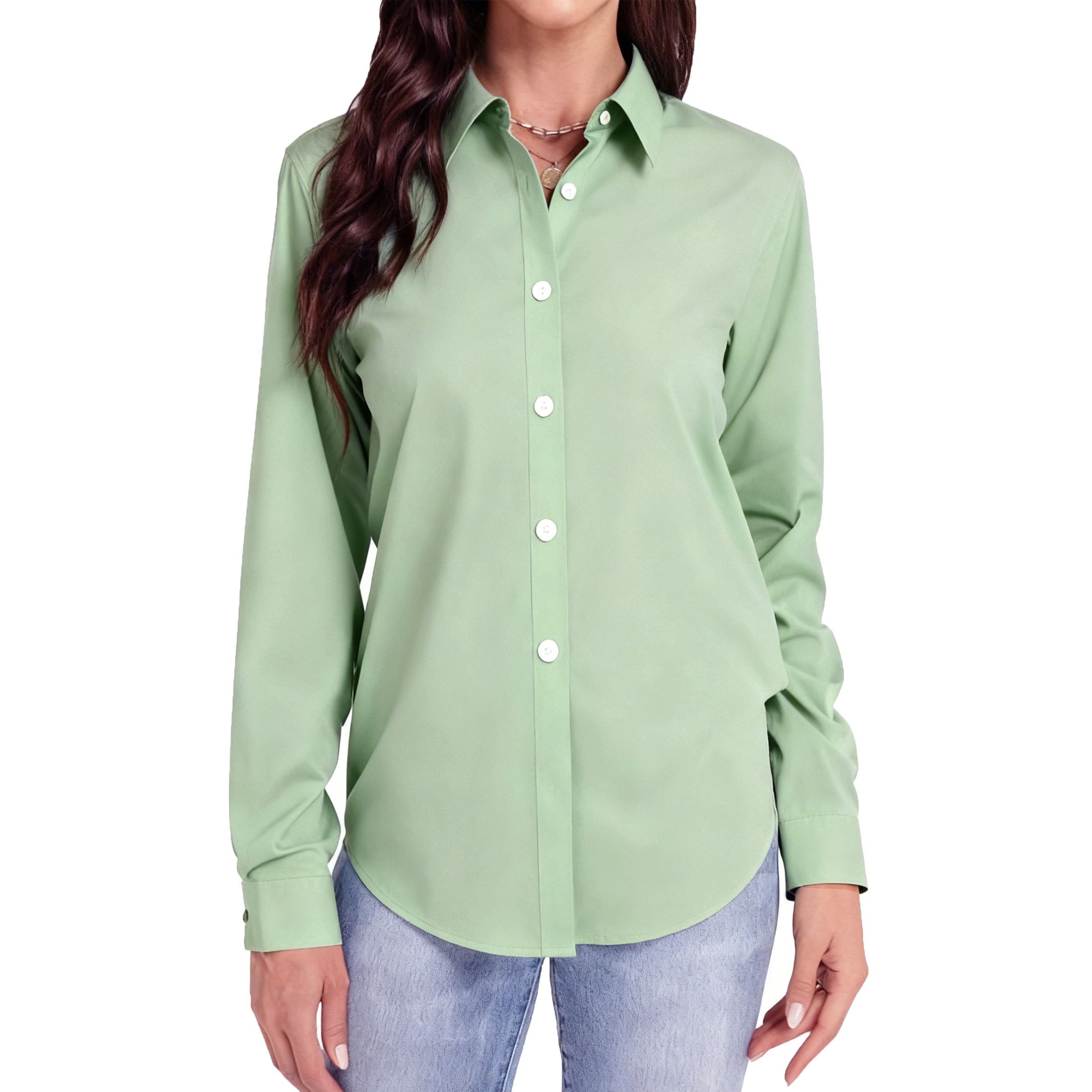 walmart dress shirts womens Dress Shirts for Women Long Sleeve Button Down Shirt Wrinkle Free Regular Fit Formal Work Tops