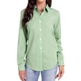 thumbnail image 1 of Basic Long Sleeve Button Down Shirts for Women Wrinkle Free Formal Work Blouse Green, 1 of 6