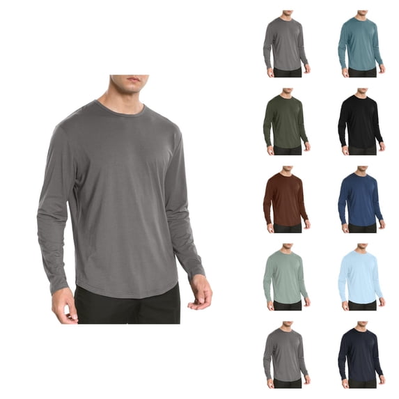 Basic Long Sleeve Shirts for Men Spring Fall Soft Lightweight Crewneck Relaxed Fit Plain Undershirts