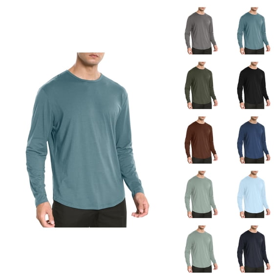 Basic Long Sleeve Shirts for Men Spring Fall Soft Lightweight Crewneck Relaxed Fit Plain Undershirts