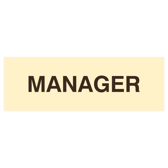 Basic Manager Sign (Ivory/Dark Brown) - Large