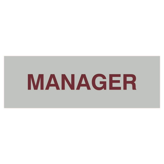 Basic Manager Sign (Light Grey / Burgundy) - Large