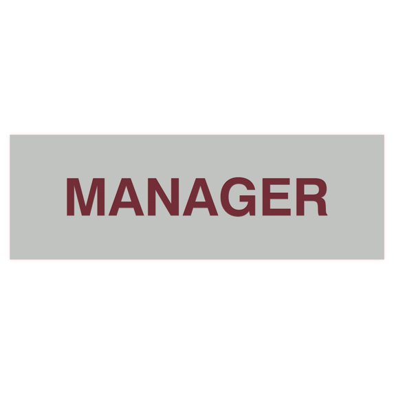 Basic Manager Sign (Light Grey / Burgundy) - Small